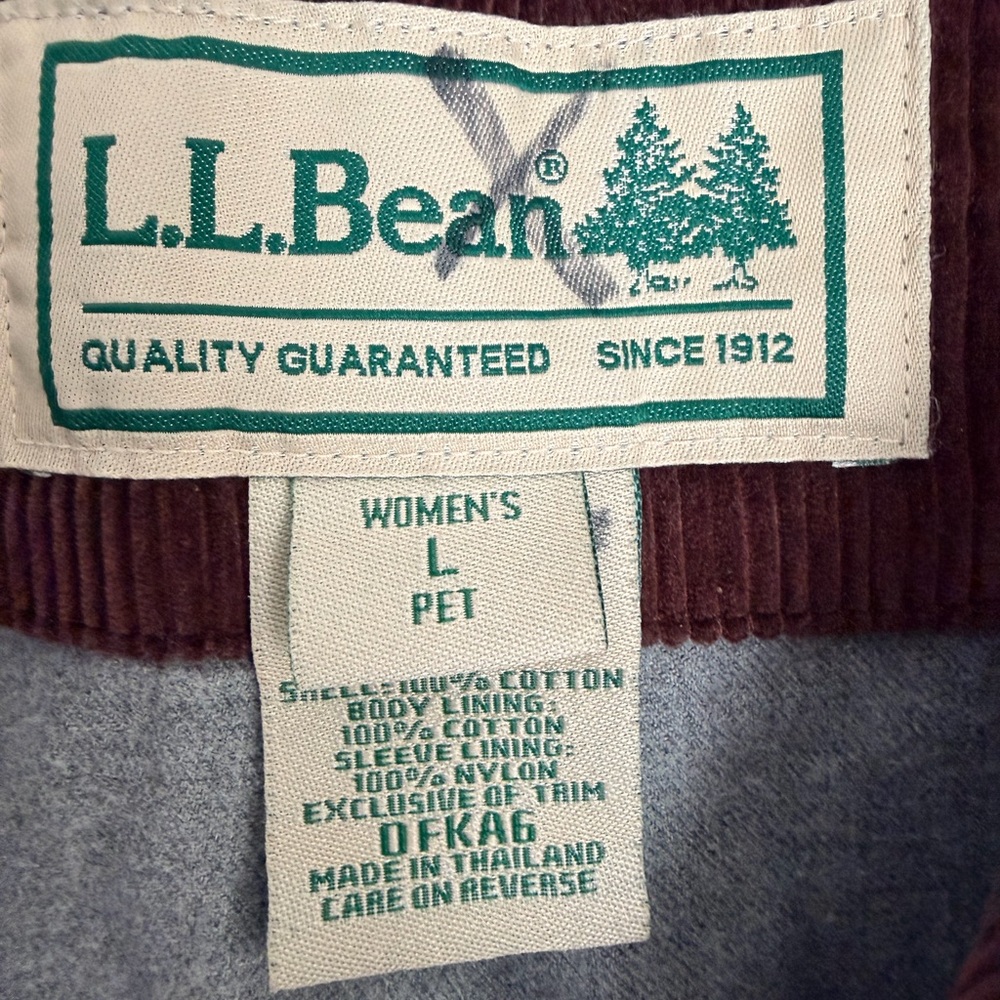 LL BEAN Women’s VINTAGE Brown Corduroy FullyLined Chore Barn Jacket Sz Petite L - Picture 3 of 9
